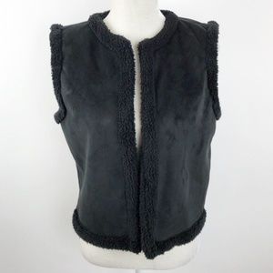Lauren RL Womens Medium Vest Black Shearling Lined